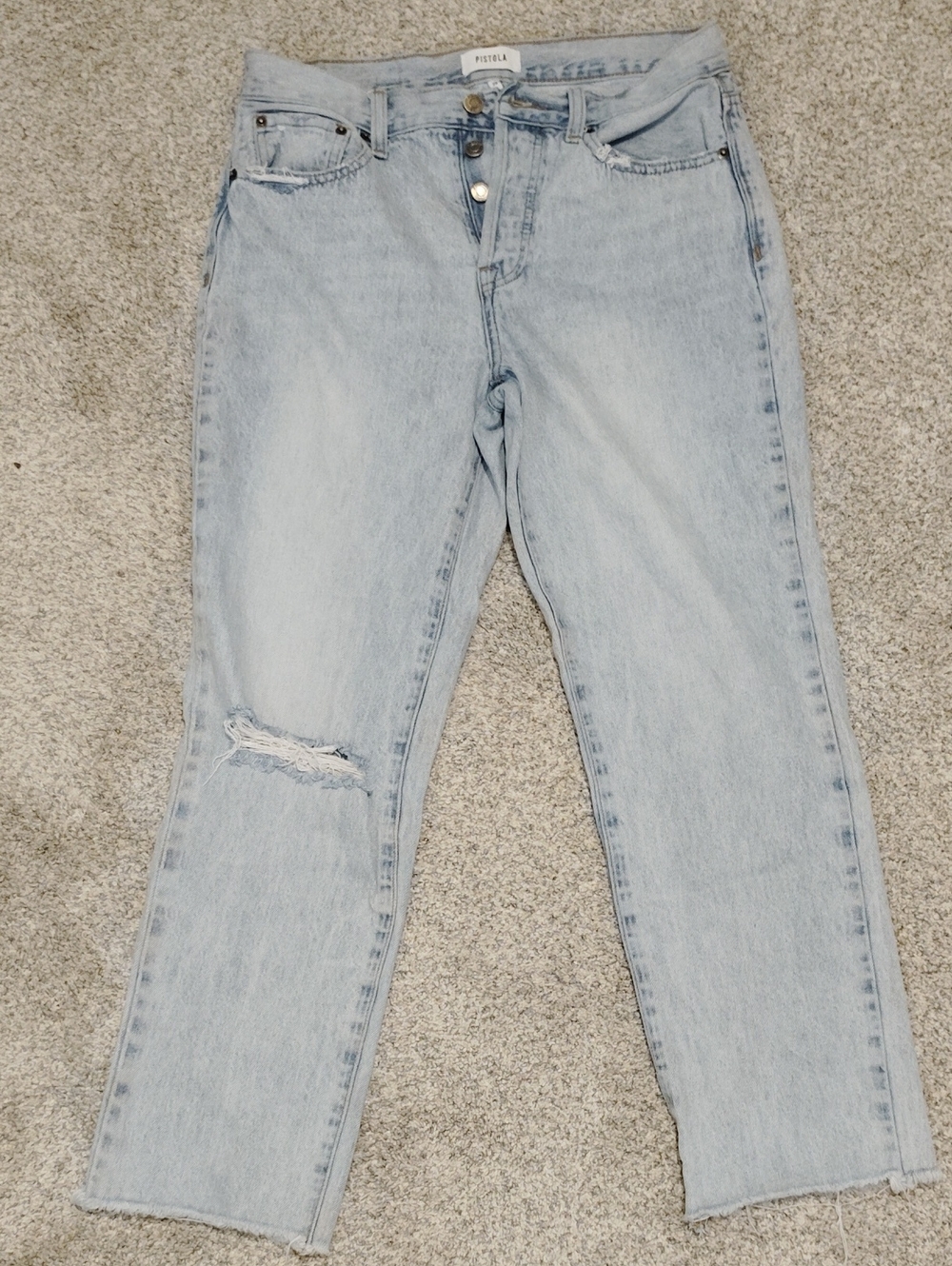 pistola Light Wash High-Rise Straight Leg Jeans